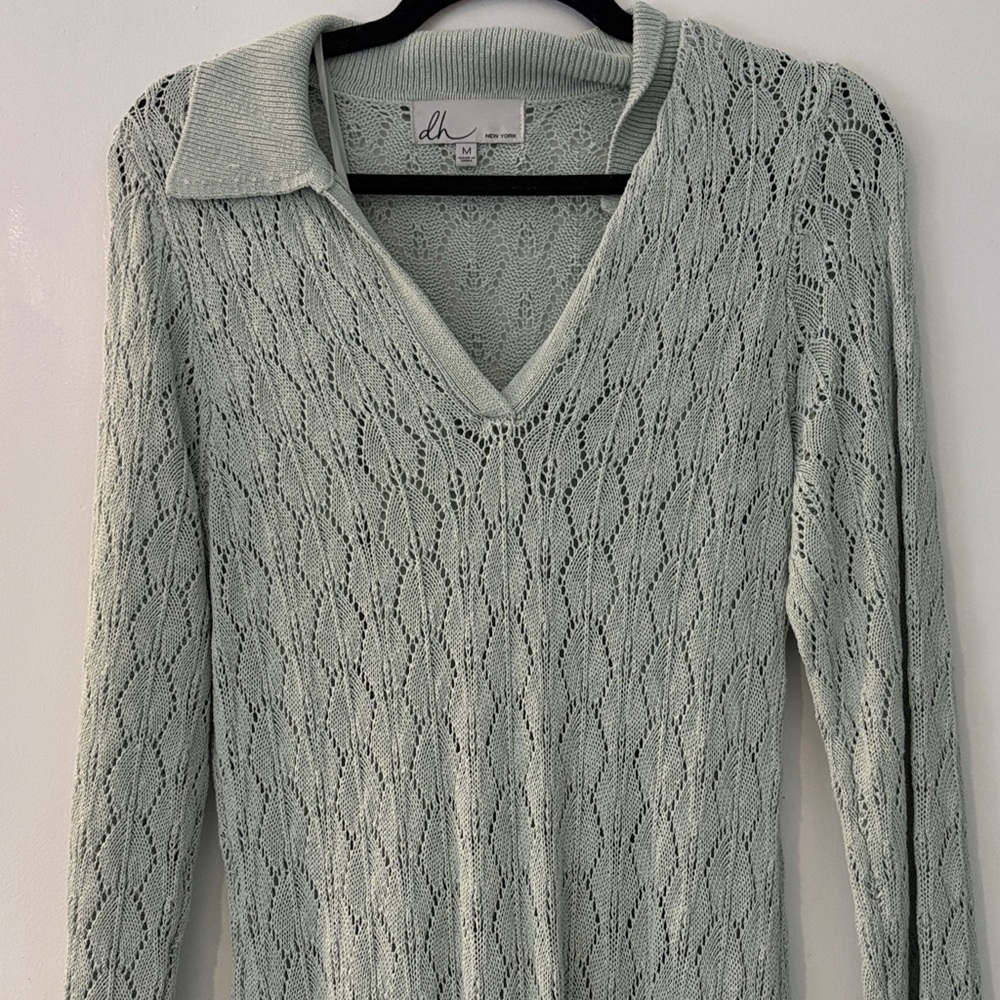 DH New York Light Green Lace Knit Sweater dress